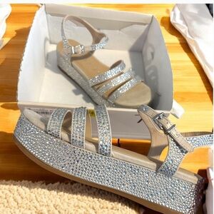 Women’s Copper Key “Girl Talk”  Bisque Color Wedge Sandals. Size 7.5 
New!